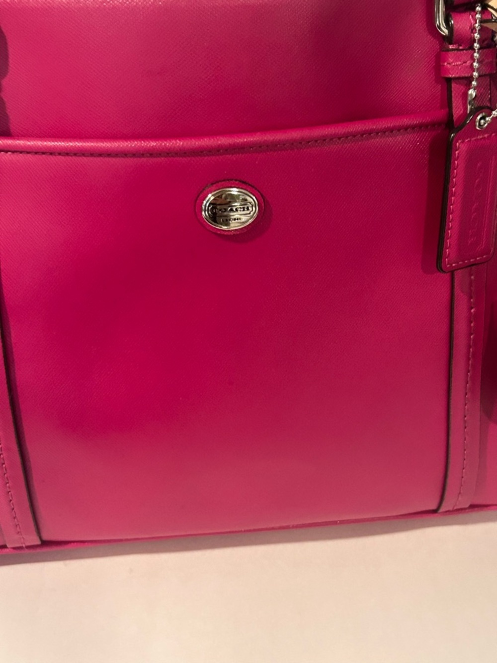 Coach Pink Leather shoulder bag Silver Hardware Structured tote - Picture 5 of 11